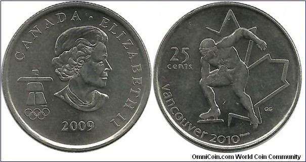Canada 25 Cents 2009-Vancouver 2010-Speed Skating