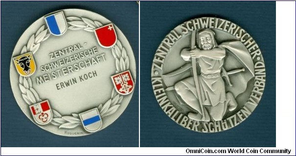 2000 o.j. Zentral Schweizerische Meisterscahft Stgl Medal. Silver plated 50MM./57.3 gm.
