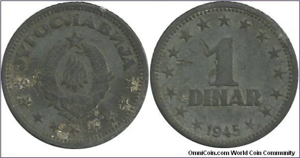 Yugoslavia 1 Dinar 1945
