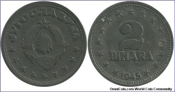 Yugoslavia 2 Dinara 1945