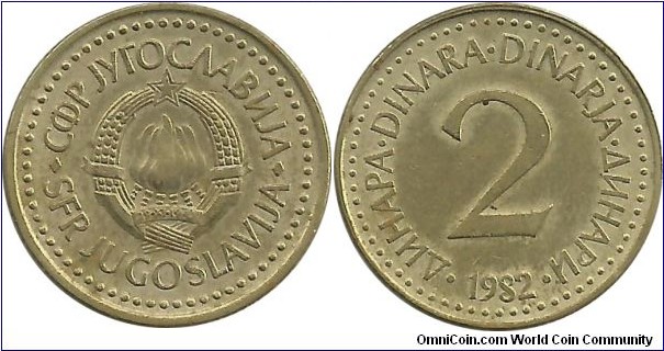 Yugoslavia 2 Dinara 1982