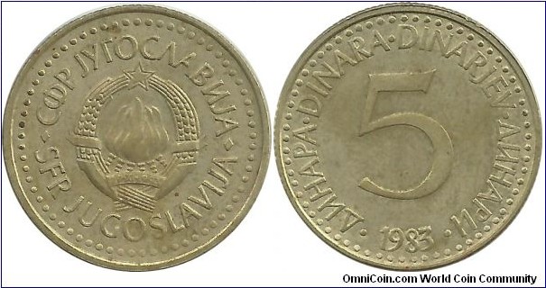Yugoslavia 5 Dinara 1983