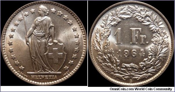 Switzerland 1 Franc 1964-B