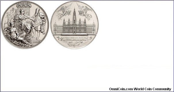 1883 German Wien Medal. Silver plated Bronze. 72MM
