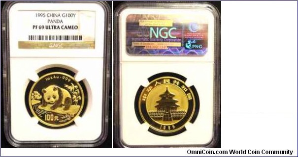 1995 Gold 1 oz. 100Y Panda Proof. Mintage of 555. NCS/NGC PF69 UC.