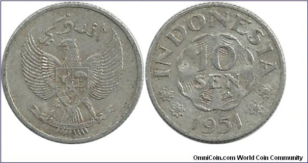 Indonesia 10 Sen 1951