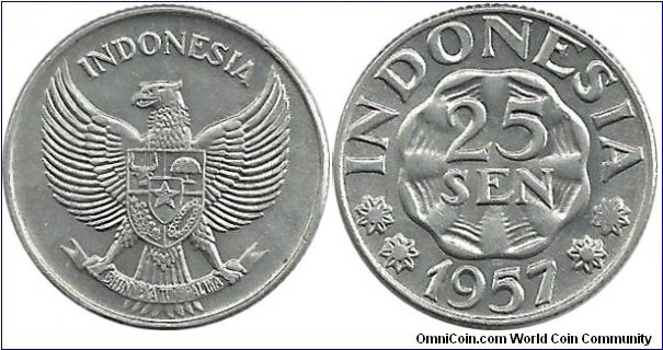 Indonesia 25 Sen 1957