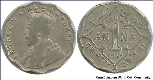 India-British 1 Anna 1916