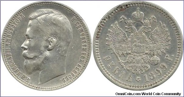 Russian Empire 1 Ruble 1899 - Tsar Nicholas II