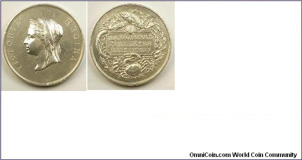 1881 UK International Fisheries Exhibition Medal by Leonard Charles Wyon & John Pinches after L.F. Day. Silver 46MM
