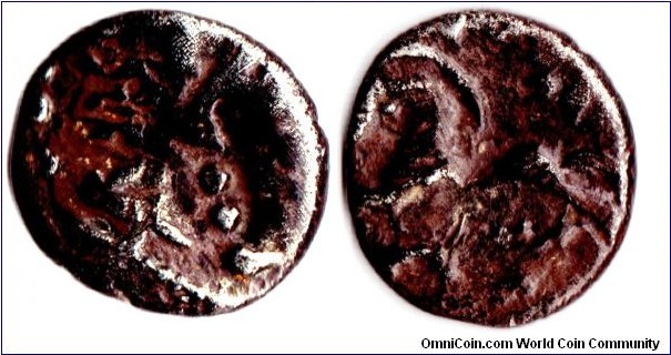 silver denarius of the Sequani tribe from the Besancon area of France. This coin was minted circa 100 -65 bc. Obverse: TOGIRIX in left field with bust in right field. Reverse: TOGIRIX above galloping horse, serpent below.