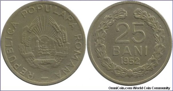 RomaniaPR 25 Bani 1952