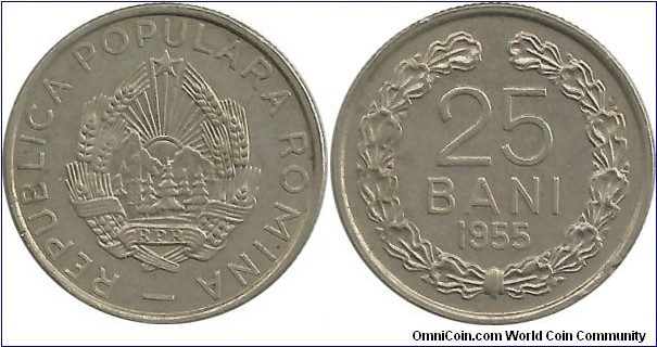 RomaniaPR 25 Bani 1955