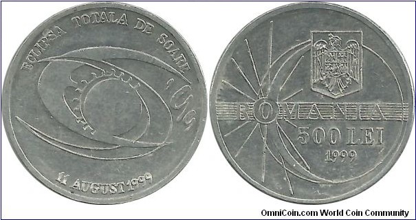 Romania 500 Lei 1999-Eclipsa Totala de Solare