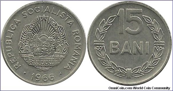 RomaniaSR 15 Bani 1966