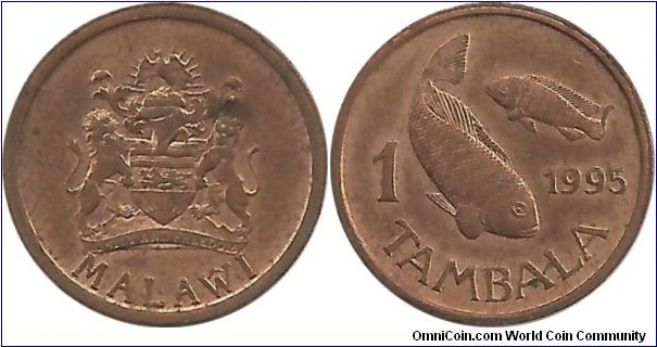 Malawi 1 Tambala 1995-obverse with arms