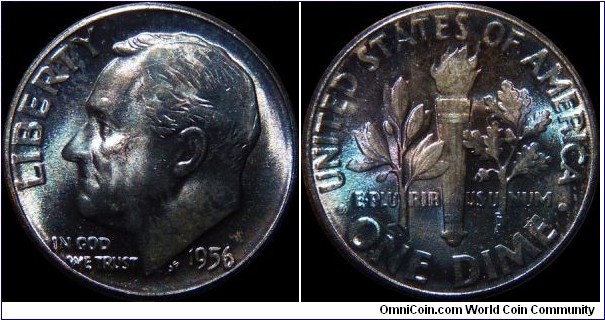 USA 10 Cents 1956 - Toned