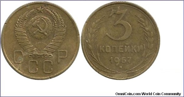 CCCP 3 Kopek 1957