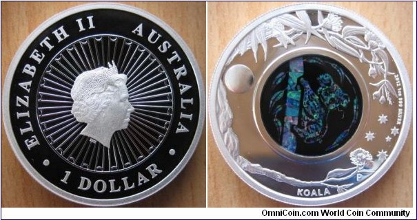 1 Dollar - Opal koala - 31.13 g Ag .999 Proof (with opal) - mintage 8,000