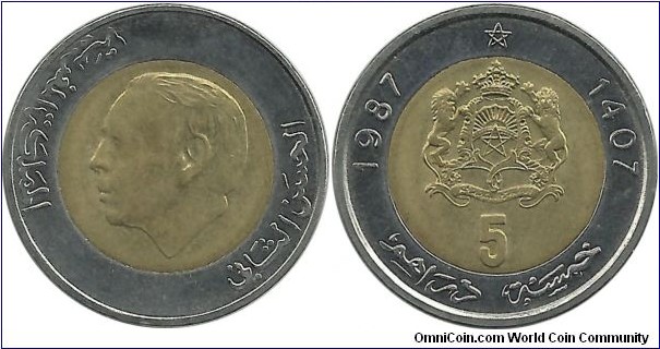 Morocco 5 Dirham AH1407-1987