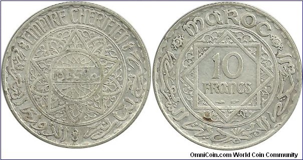Morocco 10 Francs AH1352(1933)