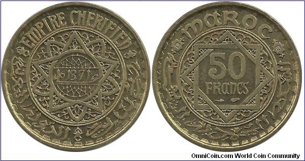 Morocco 50 Francs AH1371(1952)