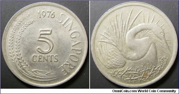 Singapore 1976 5 cents. 