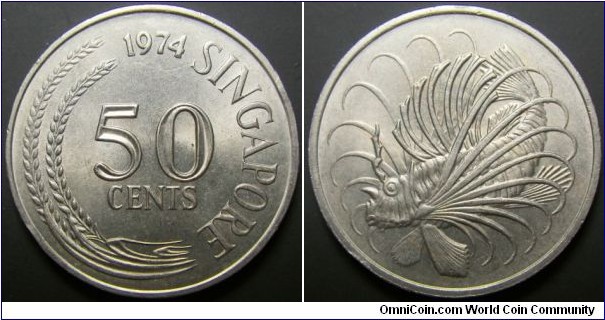 Singapore 1974 50 cents. 