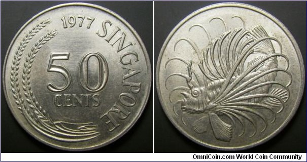Singapore 1977 50 cents. 