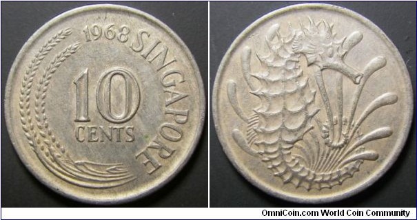 Singapore 1968 10 cents. 