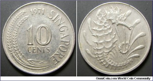 Singapore 1971 10 cents. 
