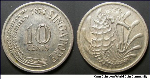Singapore 1974 10 cents. 