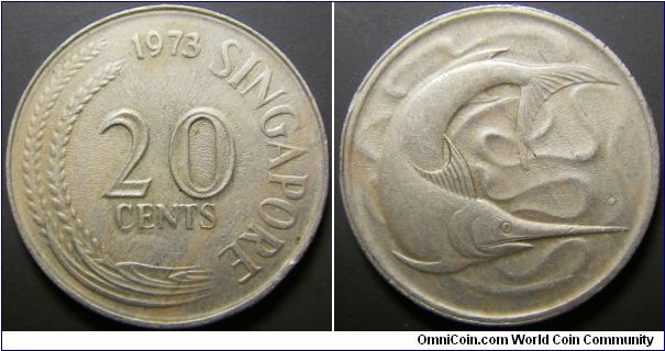 Singapore 1973 20 cents. Interesting planchet flaw? 