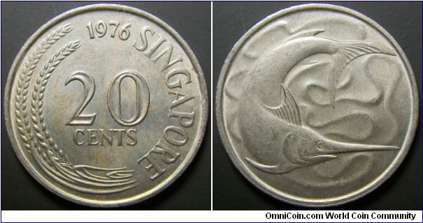 Singapore 1976 20 cents. 