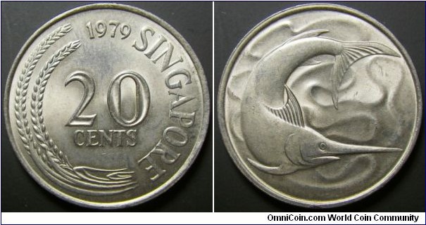Singapore 1979 20 cents. 