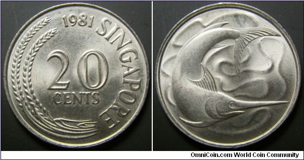Singapore 1981 20 cents. 