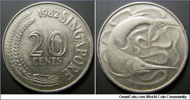 Singapore 1982 20 cents. 