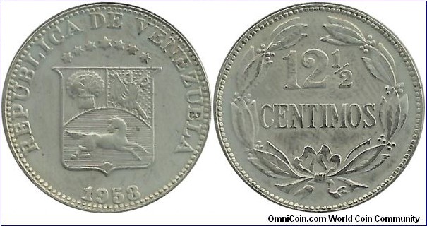 Venezuela 12½ Centimos 1958