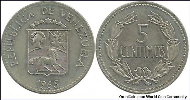 Venezuela 5 Centimos 1965