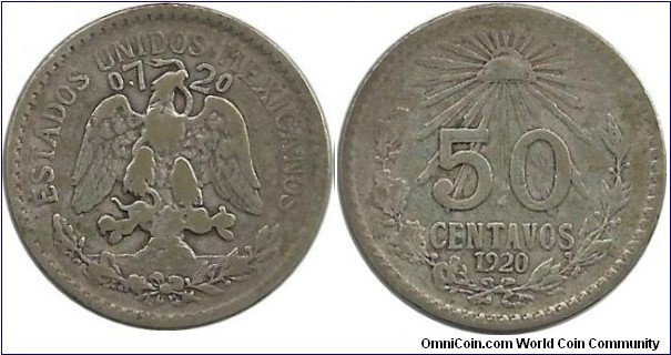 Mexico 50 Centavos 1920