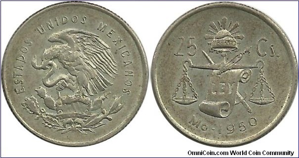 Mexico 25 Centavos 1950