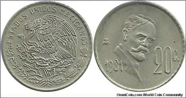 Mexico 20 Centavos 1981