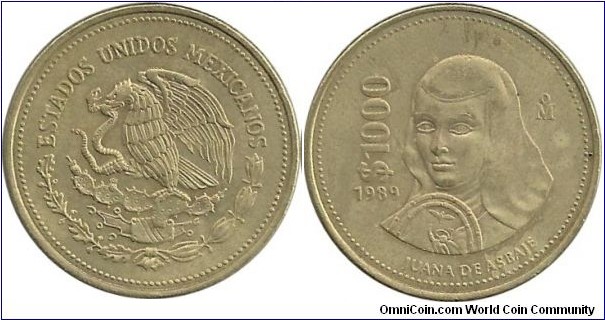 Mexico 1000 Pesos 1989