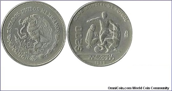 Mexico 200Pesos1986 - World Football Championship