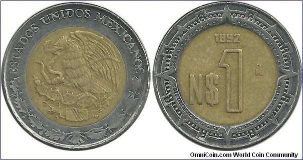 Mexico 1 Nuevo Pesos 1992