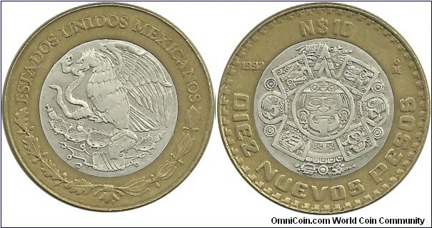 Mexico 10 Nuevos Pesos 1992