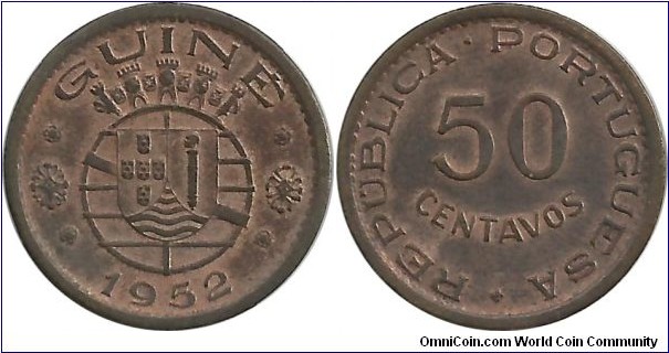 Portuguese Guinea 50 Centavos 1952
