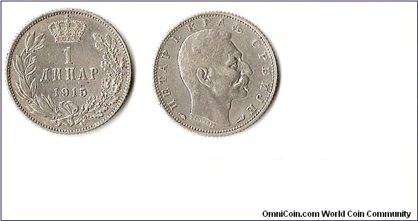 1 dinar,silver F grade,little minor damage on edge,that i why regrade to F,front and reverse are XF grade