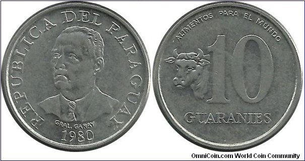 Paraguay 10 Guarani 1980-FAO