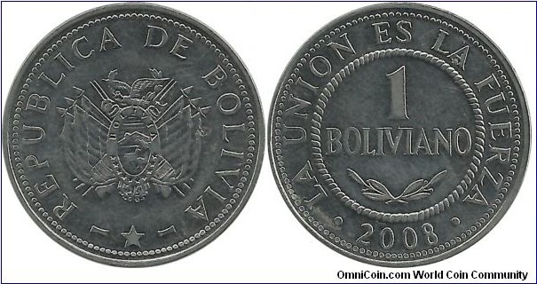 Bolivia 1 Boliviano 2008